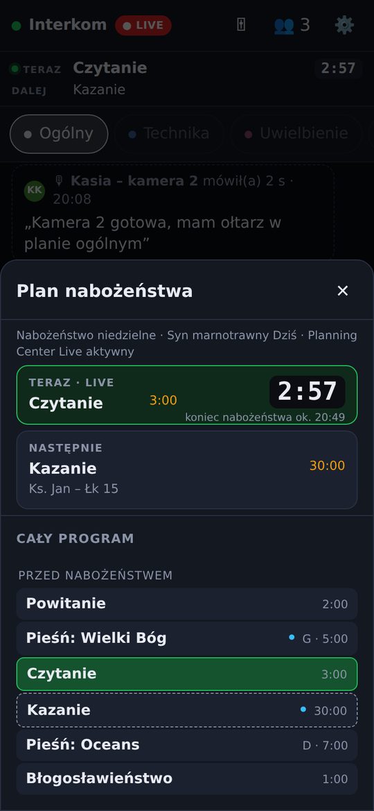Plan nabożeństwa